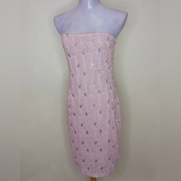 Forever 21 Strapless Sequin Lace Bodycon Dress XL - Picture 1 of 8